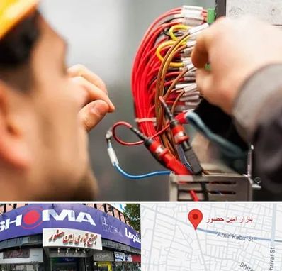 سیم کشی تلفن در امین حضور