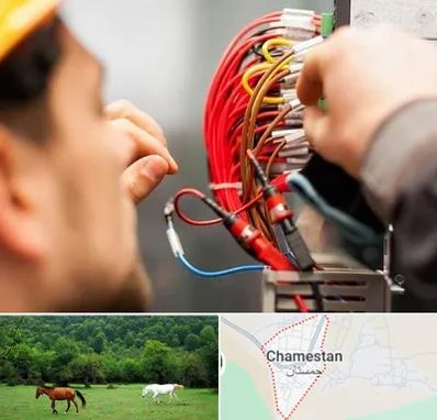 سیم کشی تلفن در چمستان