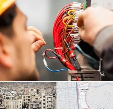 سیم کشی تلفن در اسکندری