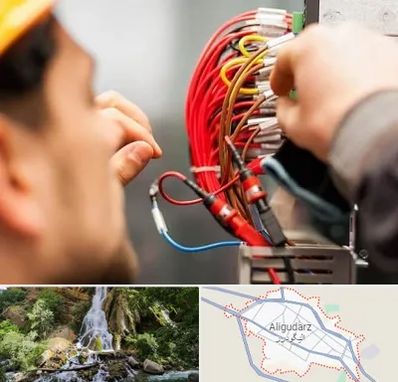 سیم کشی تلفن در الیگودرز