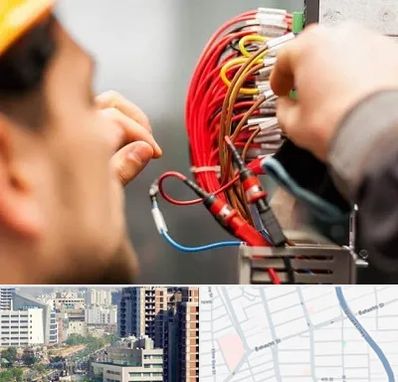 سیم کشی تلفن در خیابان بهشتی