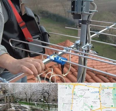 نصاب آنتن تلویزیون در باغ فیض