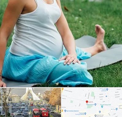 کلاس یوگا بارداری در خیابان آزادی