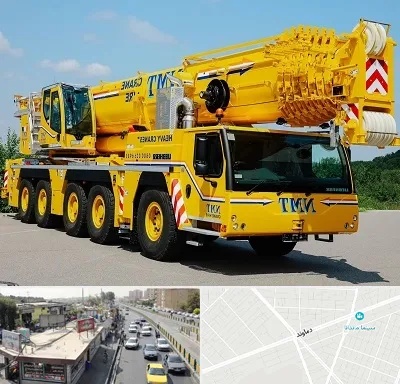 جرثقیل کفه دار در خیابان دماوند
