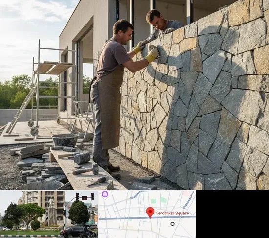 اجرای سنگ لاشه در میدان فردوسی تهران