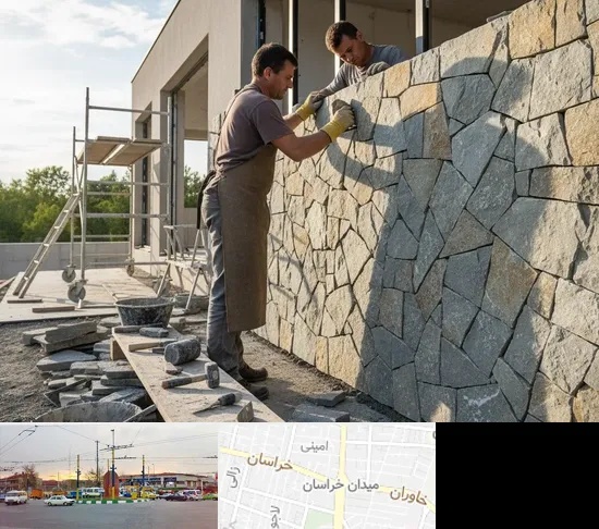 اجرای سنگ لاشه در میدان خراسان