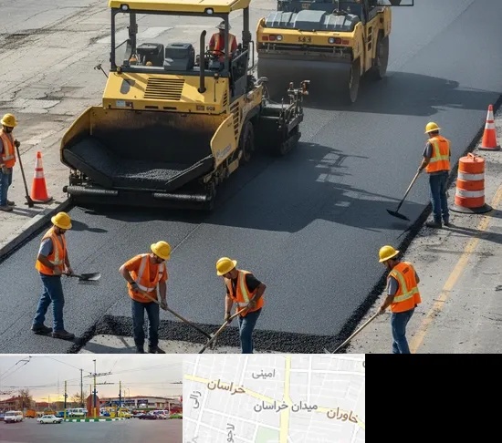 آسفالت کاری در میدان خراسان