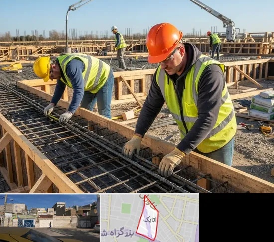 آرماتوربندی و بتن ریزی در اتابک