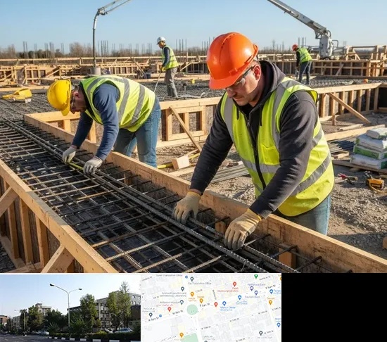 آرماتوربندی و بتن ریزی در میدان کاج