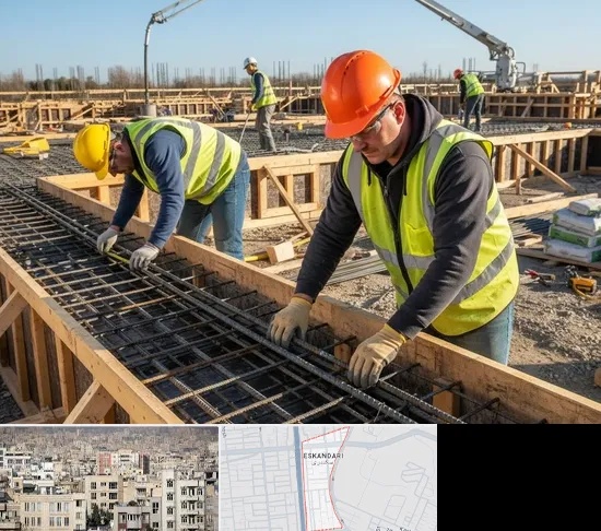 آرماتوربندی و بتن ریزی در اسکندری