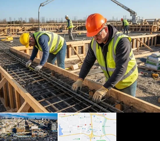 آرماتوربندی و بتن ریزی در شهرک راه آهن