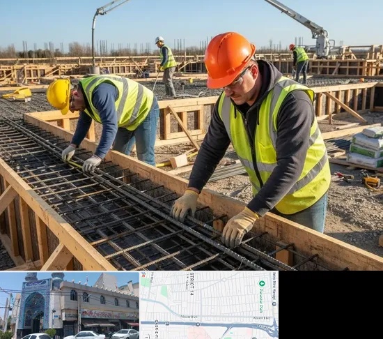 آرماتوربندی و بتن ریزی در بلوار ابوذر