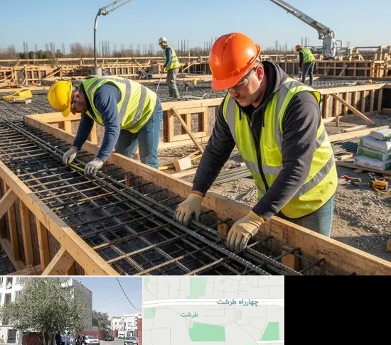 آرماتوربندی و بتن ریزی در طرشت