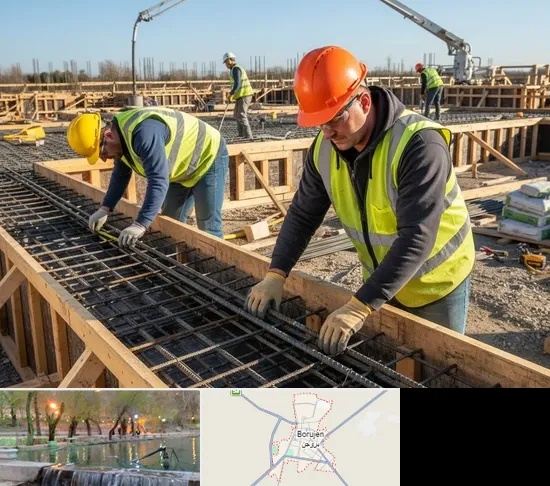 آرماتوربندی و بتن ریزی در بروجن