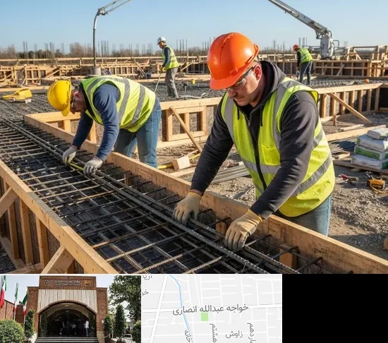 آرماتوربندی و بتن ریزی در خواجه عبدالله