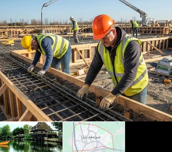 آرماتوربندی و بتن ریزی در صومعه سرا