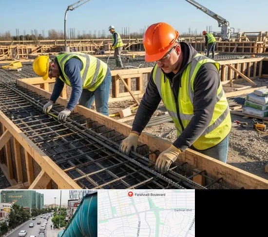 آرماتوربندی و بتن ریزی در بلوار فرحزادی