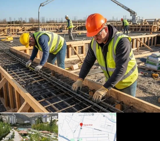 آرماتوربندی و بتن ریزی در بلوار تعاون