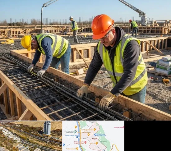 آرماتوربندی و بتن ریزی در خیابان نیایش شیراز