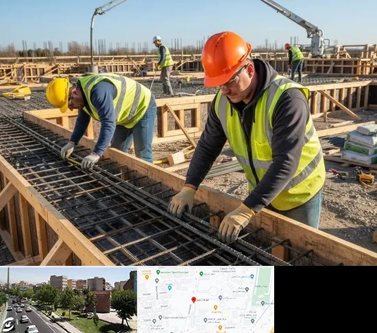 آرماتوربندی و بتن ریزی در شهرک آزمایش