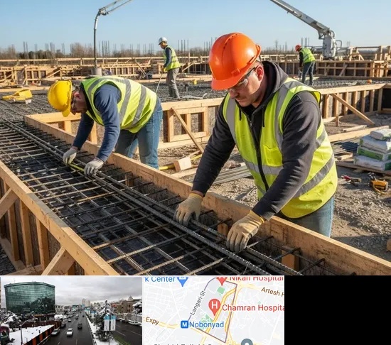 آرماتوربندی و بتن ریزی در اقدسیه