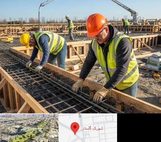 آرماتوربندی و بتن ریزی در شهرک گلستان