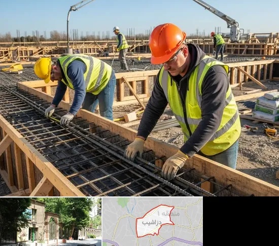 آرماتوربندی و بتن ریزی در دزاشیب