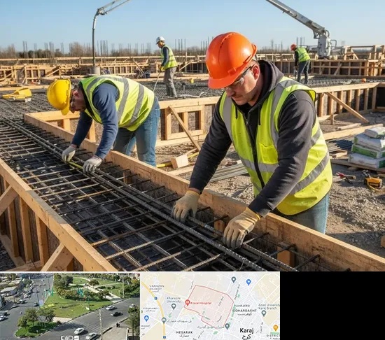 آرماتوربندی و بتن ریزی در شاهین ویلا کرج