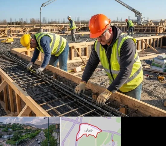آرماتوربندی و بتن ریزی در لویزان