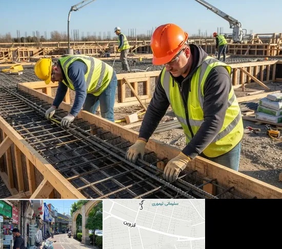 آرماتوربندی و بتن ریزی در خیابان قزوین
