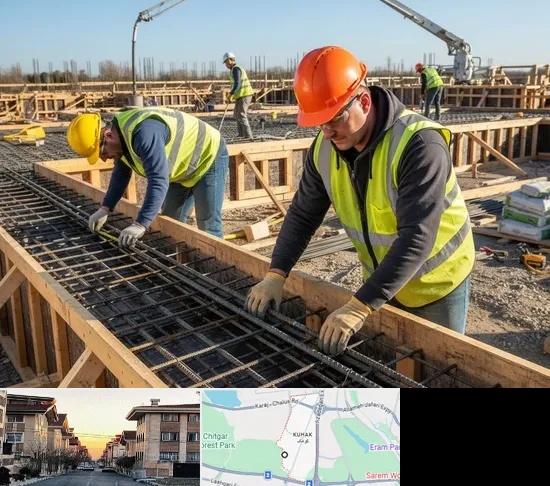 آرماتوربندی و بتن ریزی در کوهک