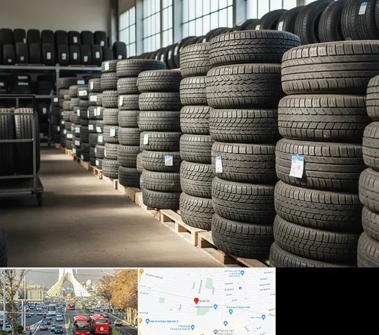 فروش لاستیک دست دوم در خیابان آزادی
