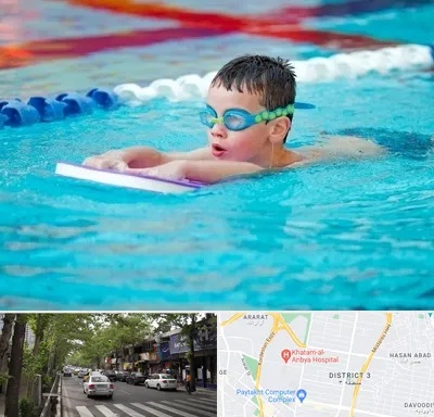 کلاس شنا برای کودکان در ظفر 