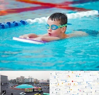 کلاس شنا برای کودکان در میدان انقلاب 