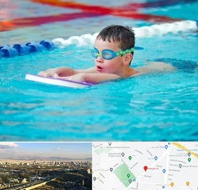 کلاس شنا برای کودکان در هنگام 